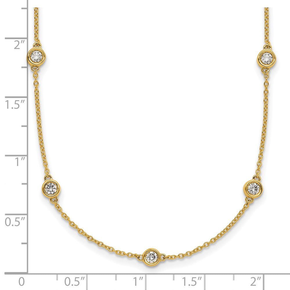 14k Complete 7/8 carat Bezel-set Diamond and Cable Chain 16-Station 20 inch Necklace