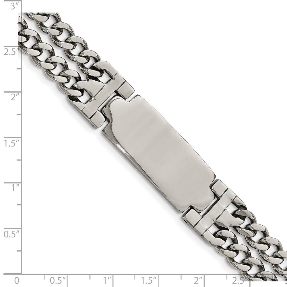 Stainless Steel Polished Adjustable 7.75in w/.5in ext. ID Bracelet 7.25 inches