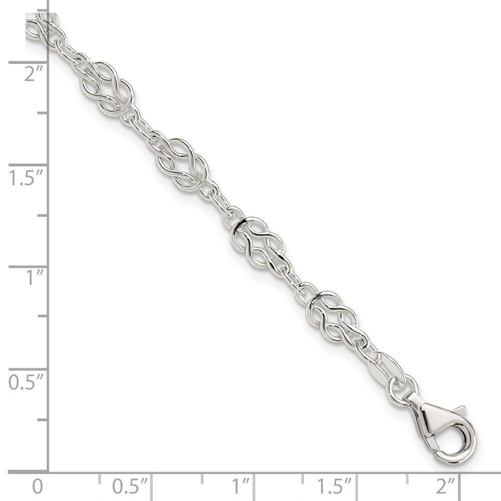 Sterling Silver 4.5mm Herculean Knot Link Bracelet 7.25 inches