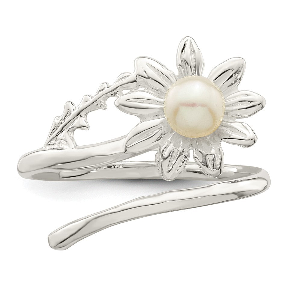 Sterling Silver Freshwater Cultured Pearl Flower Ring
