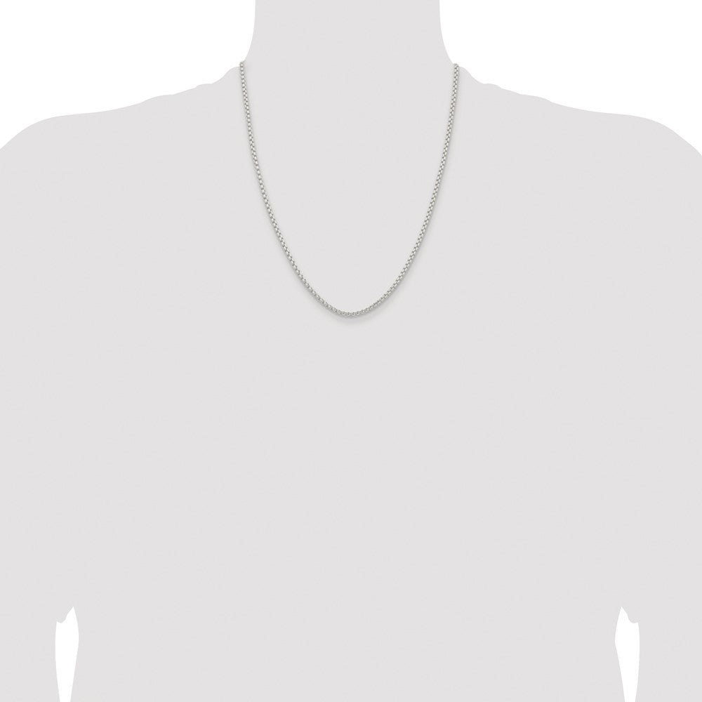 Sterling Silver Rhodium-plated 2.6mm Round Box Chain