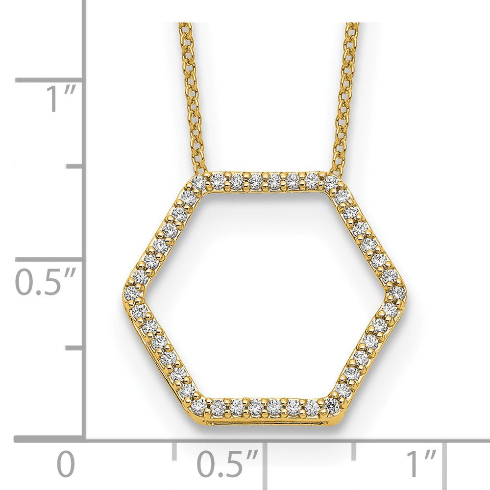 True Origin 14k 1/4 carat Lab Grown Diamond VS DEF 18 inch Hexagon Necklace