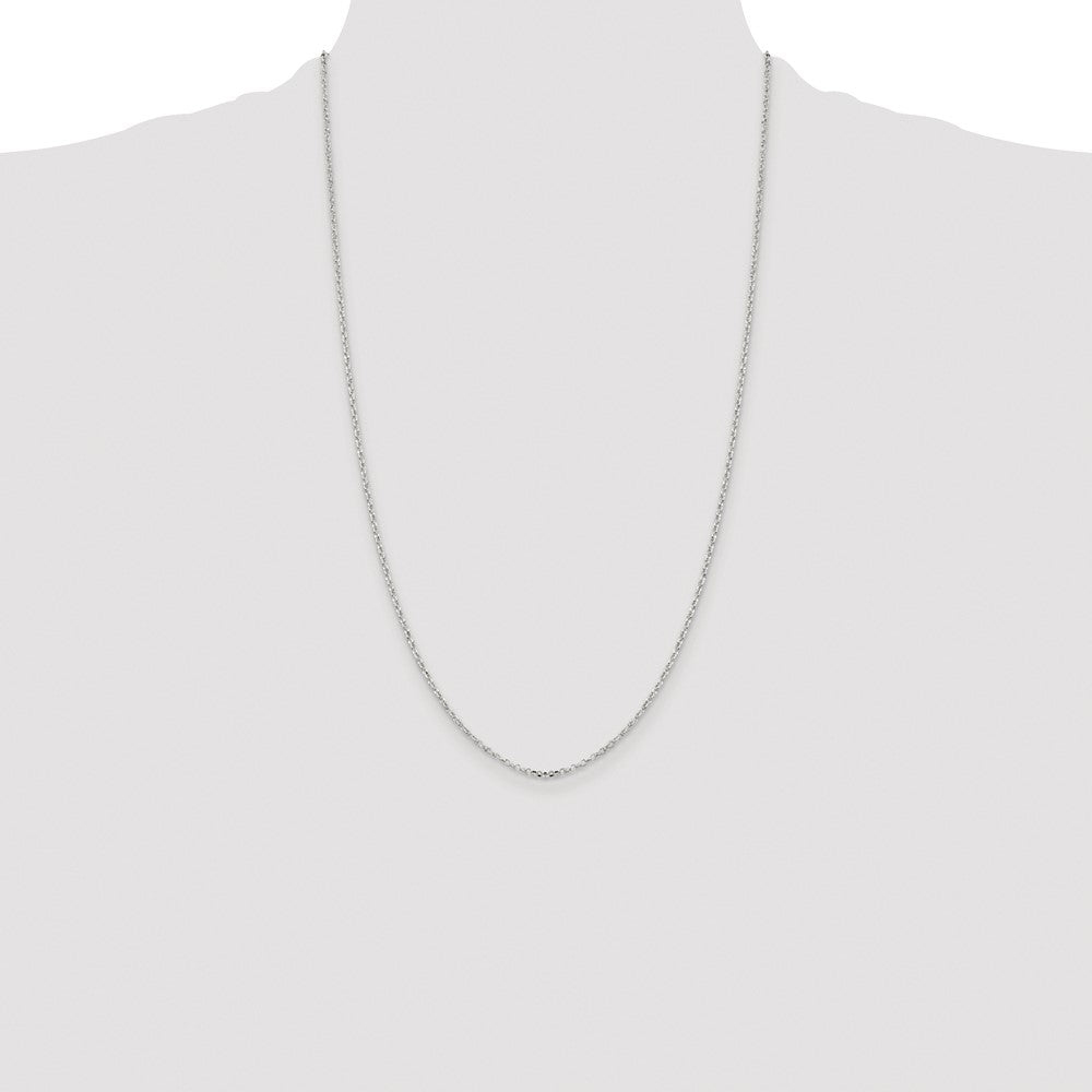 Sterling Silver Rhodium-plated 1.75mm Diamond-cut Cable Chain