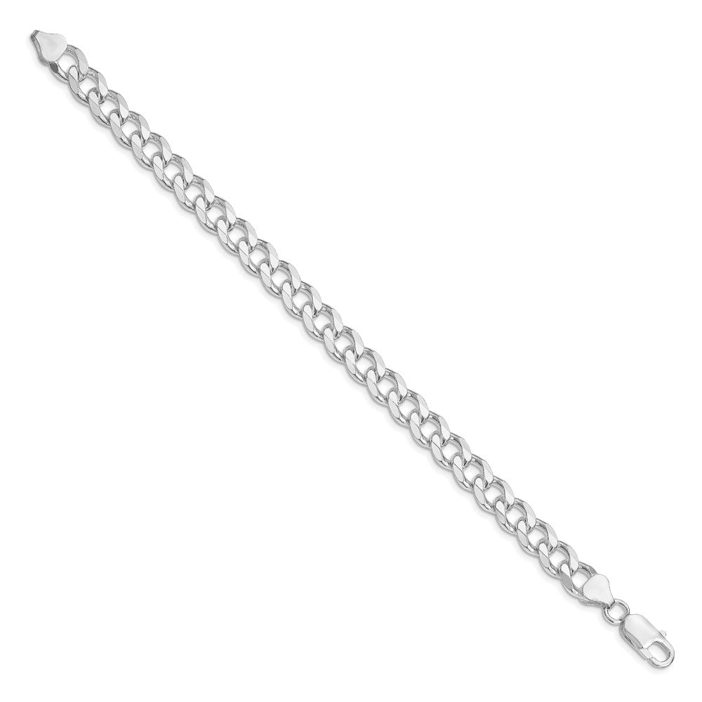 Sterling Silver Rhodium-plated 8.3mm Curb Chain 8 inches
