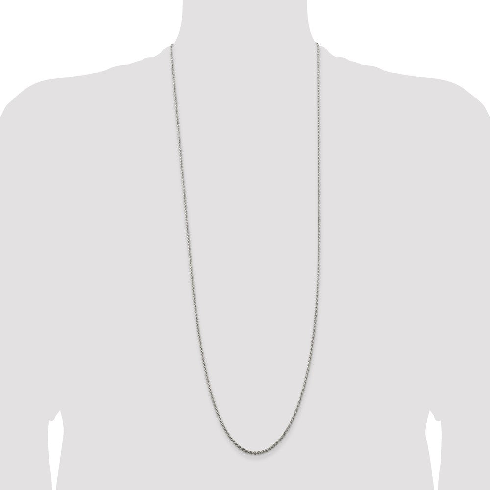 Sterling Silver 1.85mm Diamond-cut Rope Chain 36 Inches
