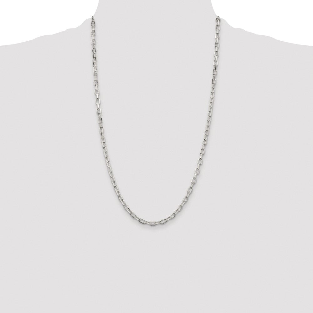 Sterling Silver Rhodium-plated 4.5mm Diamond-cut Long Link Cable Chain