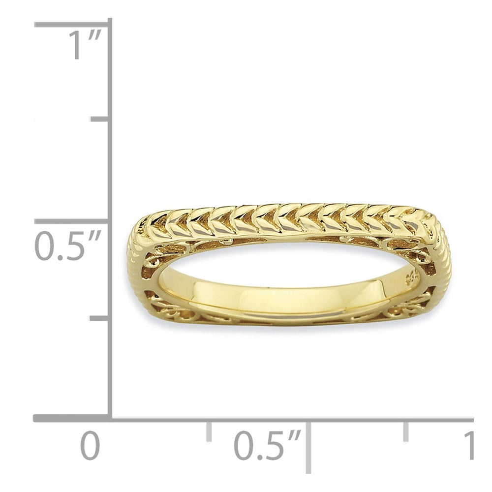 Sterling Silver Stackable Expressions Polished Gold-plate Square Ring