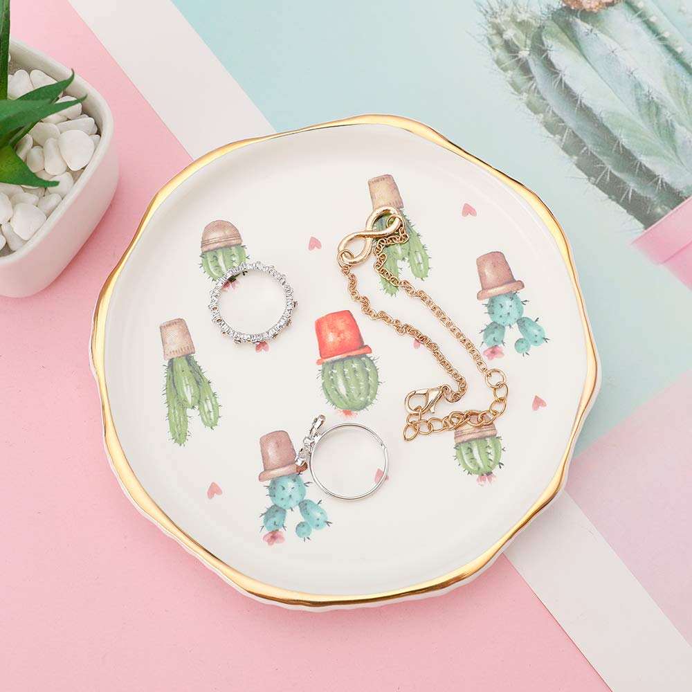 Cacti Ceramic Trinket Plate and Decorative Jewelry Dish