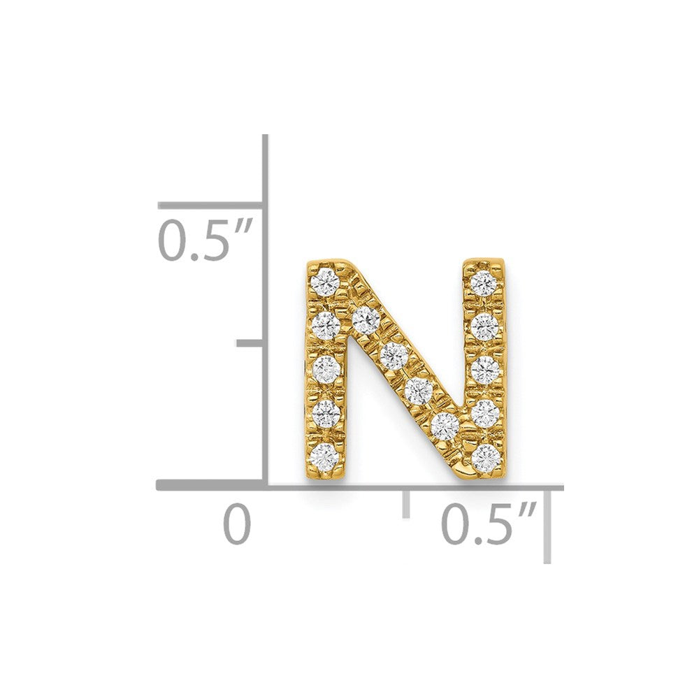 14K Diamond Letter N Initial Charm