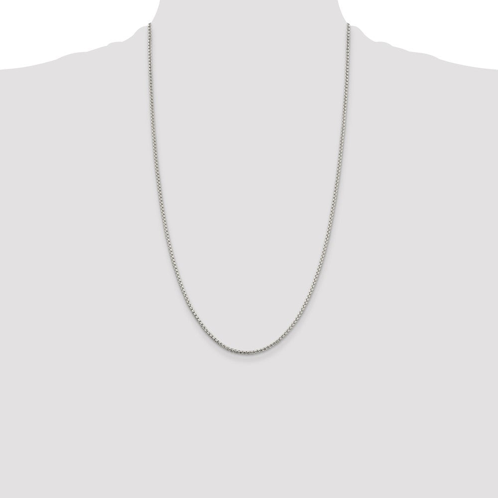 Sterling Silver 2mm Round Box Chain 26 Inches