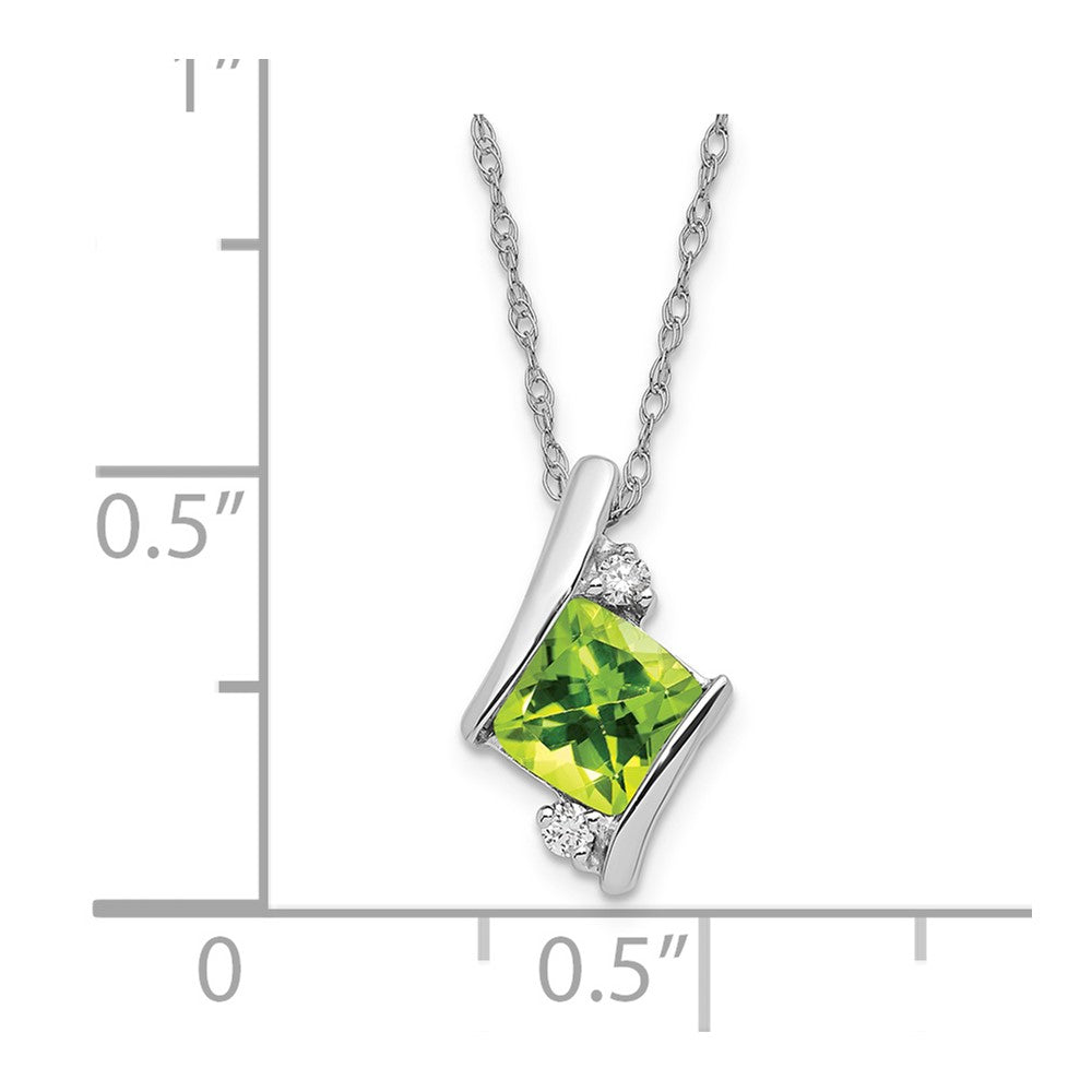 SS Peridot & Diamond Pend Necklace