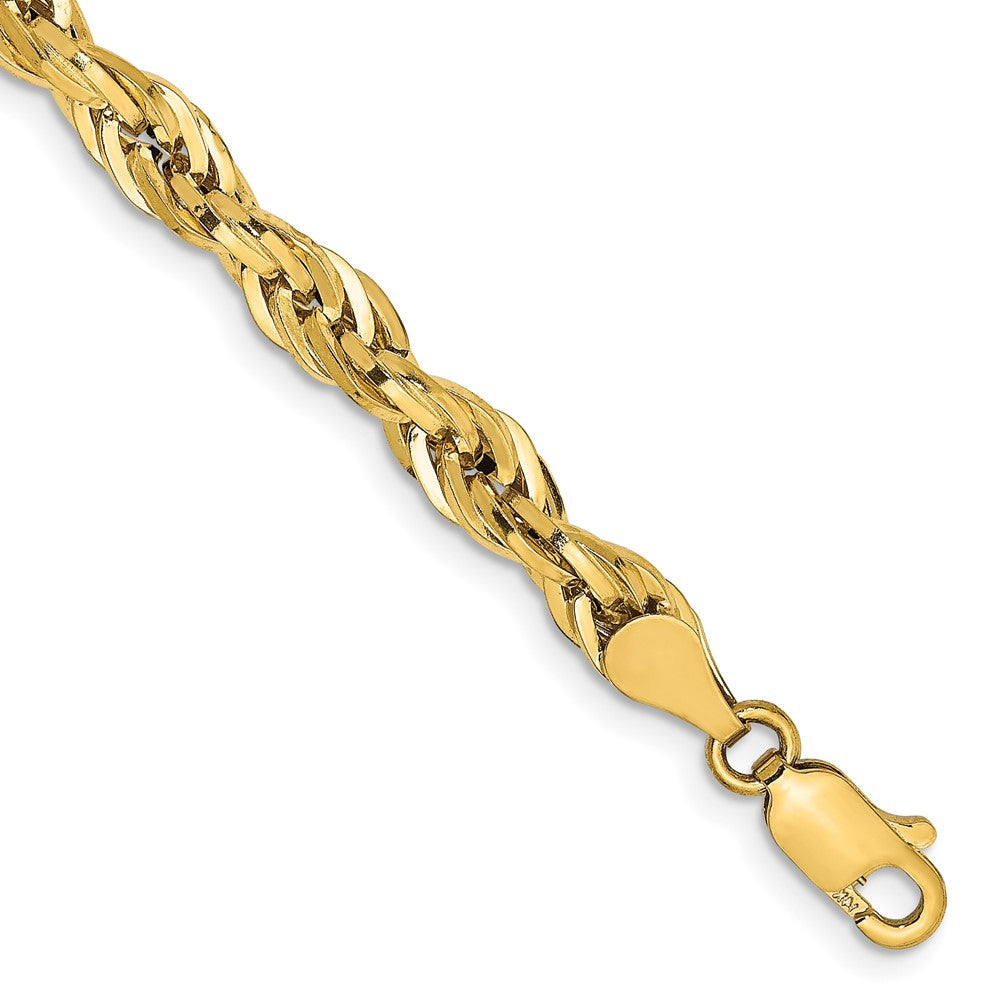 14K 7 inch 4.75mm Semi Solid Rope with Lobster Clasp Chain 7 inches