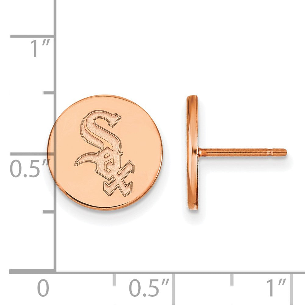 SS Rose Gold-plated MLB LogoArt Chicago White Sox Small Disc Earrings