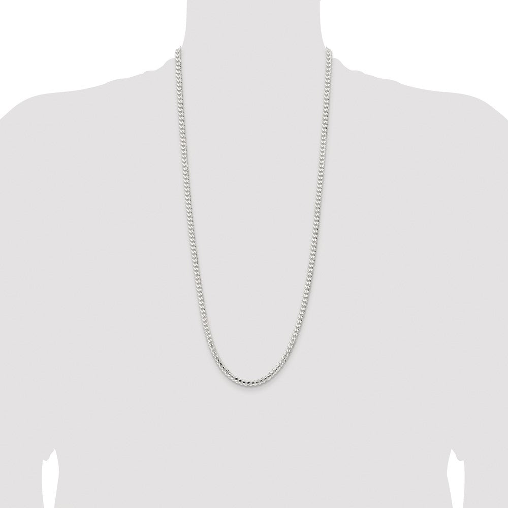 Sterling Silver Rhodium-plated 4.5mm Concave Beveled Curb Chain