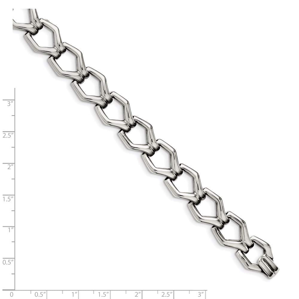 Stainless Steel Polished Fancy Link 8.5in Bracelet 8.5 inches