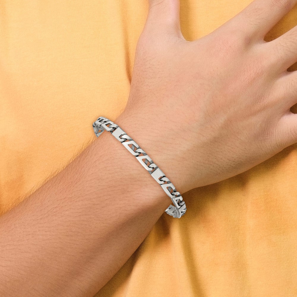 Sterling Silver Antiqued Brushed Link Bracelet 8.25 inches