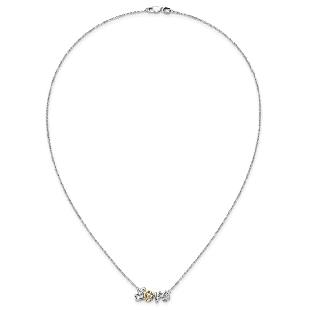 14k Two-tone LOVE Moving Diamond 18in Necklace