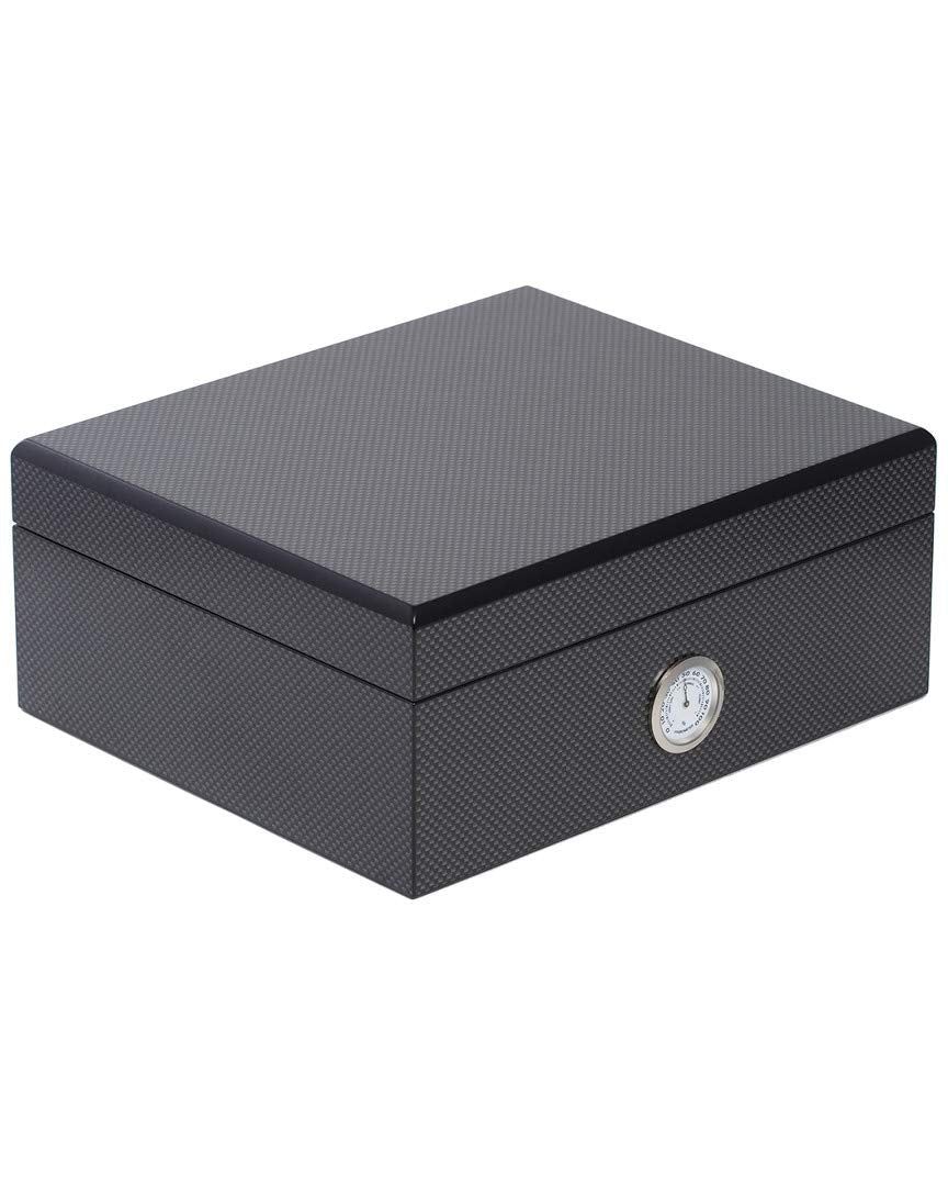 Bey-Berk International C421 Carbon Fiber Design Humidor Set Black & Grey - 6 Piece
