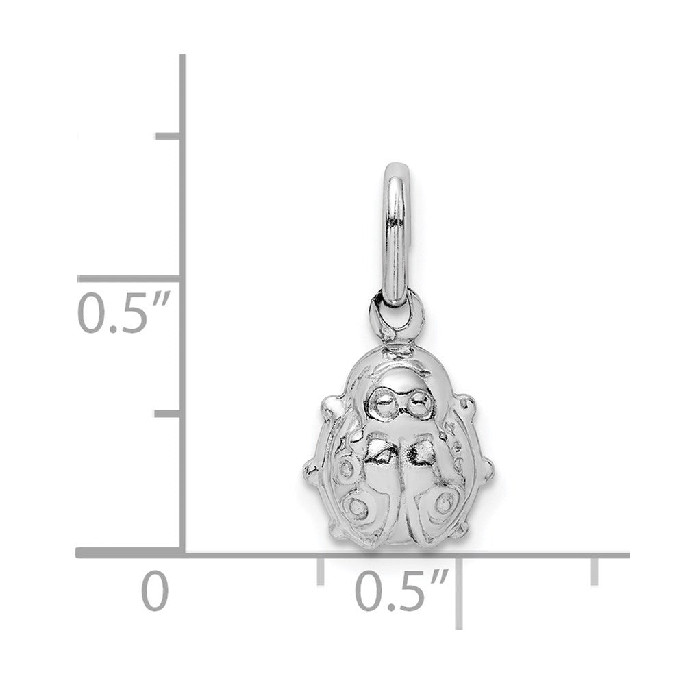 Sterling Silver Rhodium-plated Polished Ladybug Pendant