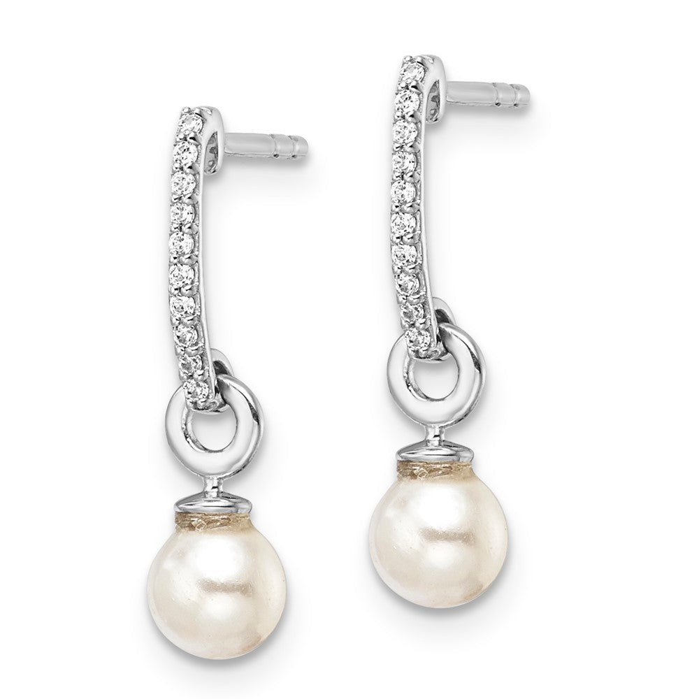 10kw Lab Grown VS/SI+ G+ Dia & Pearl Post Earrings
