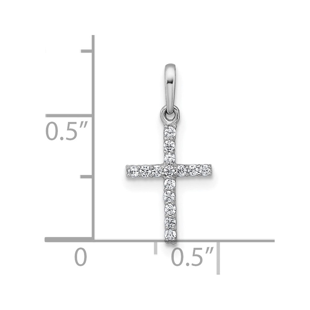 10k White Gold Polished CZ Latin Cross Pendant