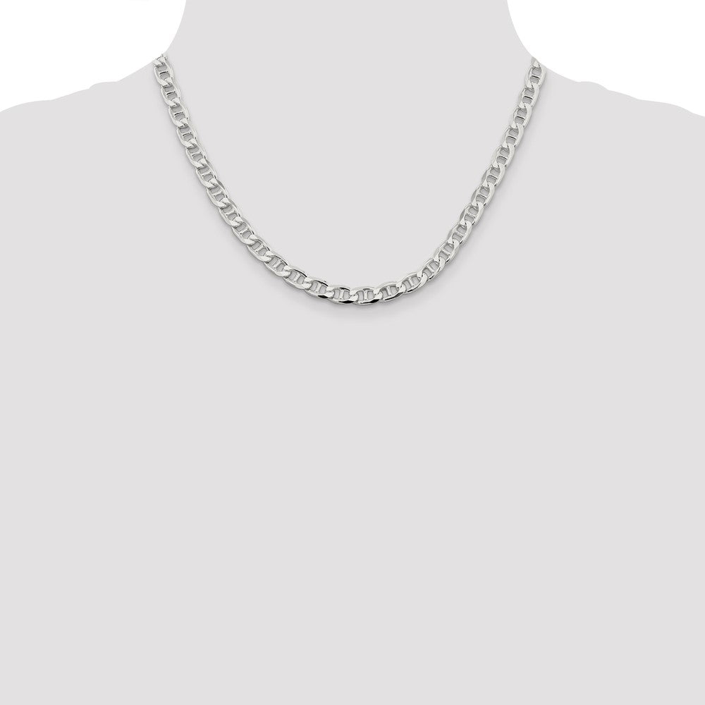 Sterling Silver 6.5mm D/C Flat Anchor Curb Chain 18 Inches