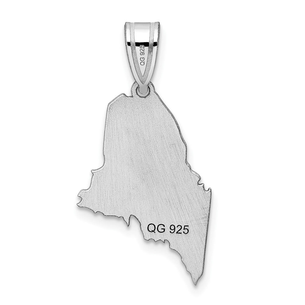 Sterling Silver/Rhodium-plated Maine State Pendant
