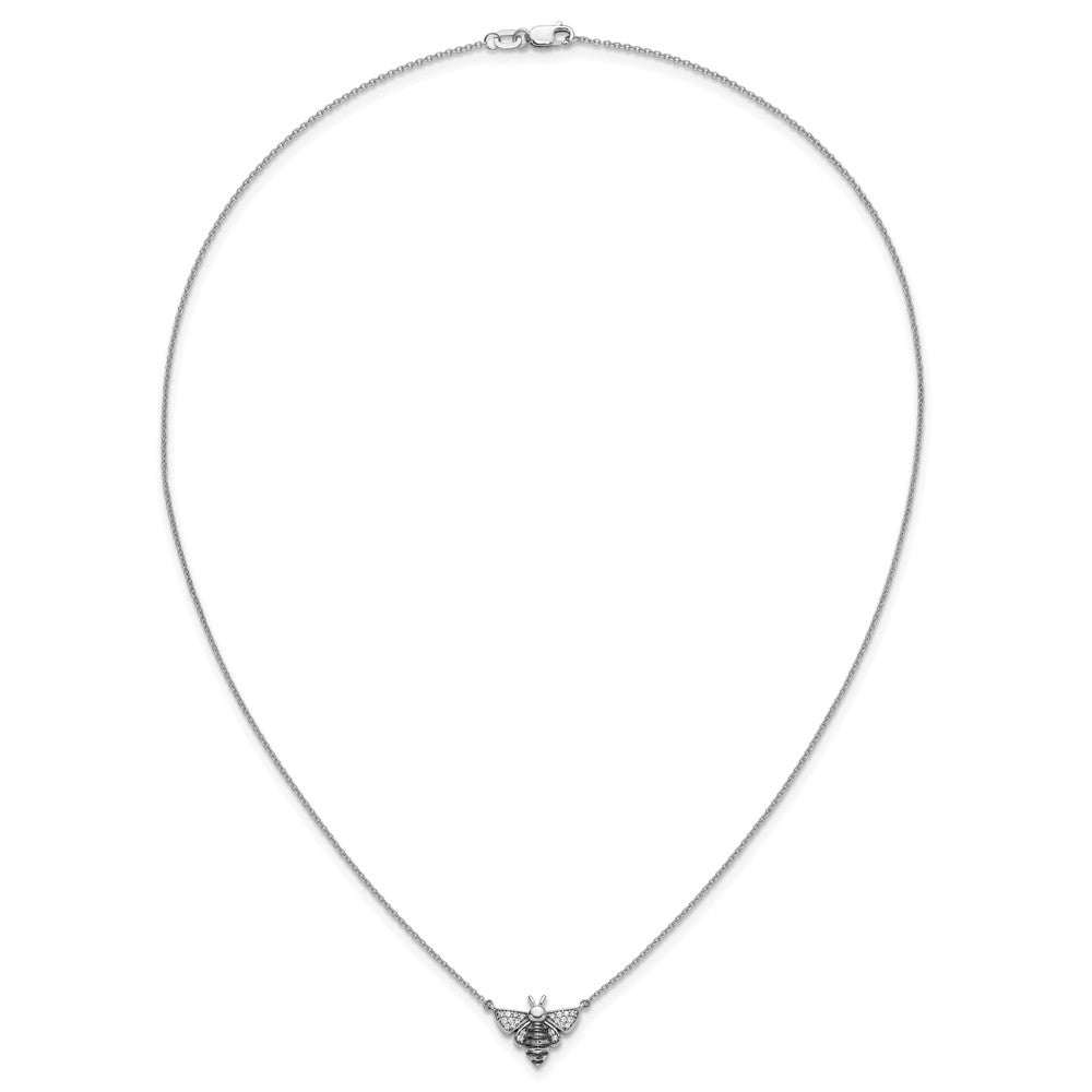 14k White Gold Diamond Bee 18 inch Necklace