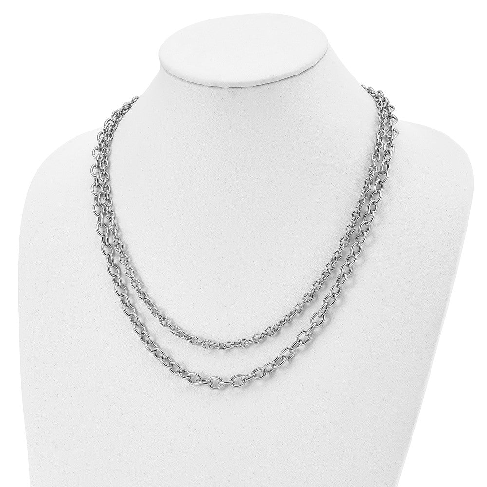 Sterling Silver Rhod-plat Polished Layered w/1.5 in ext. Necklace