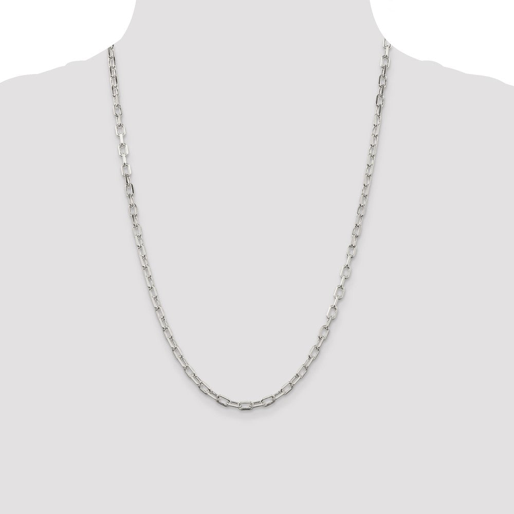 Sterling Silver 4.5mm Diamond-cut Long Link Cable Chain 24 Inches