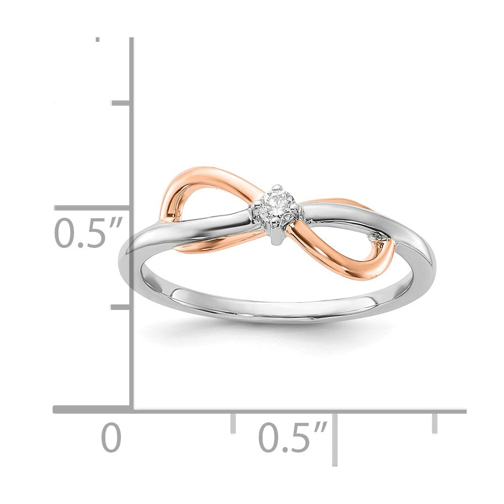 Sterling Silver w/ 10k Rose Accent Polished Diamond Infinity Ring
