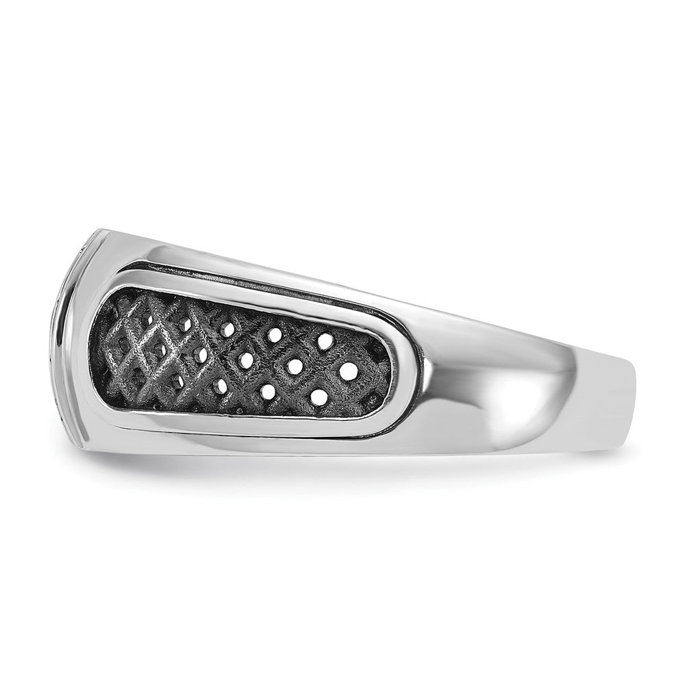 14k White Gold with Black Rhodium IBGoodman Men's 1/5 carat Diamond Complete Ring