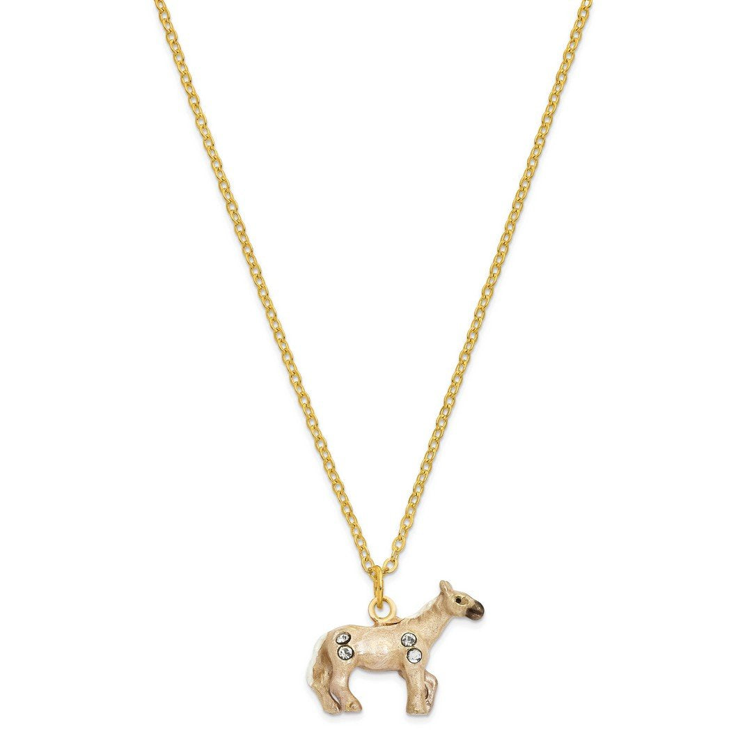 Bejeweled Wild Pony Champagne Trinket Box with Charm Pendant