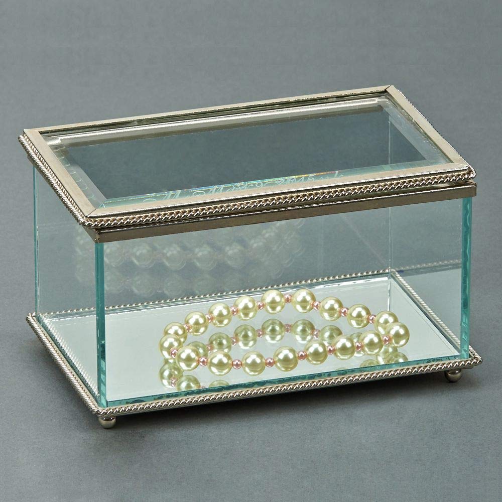 Creative Gifts International 003616 5.25 in. Glass Rectangular Hinged Box