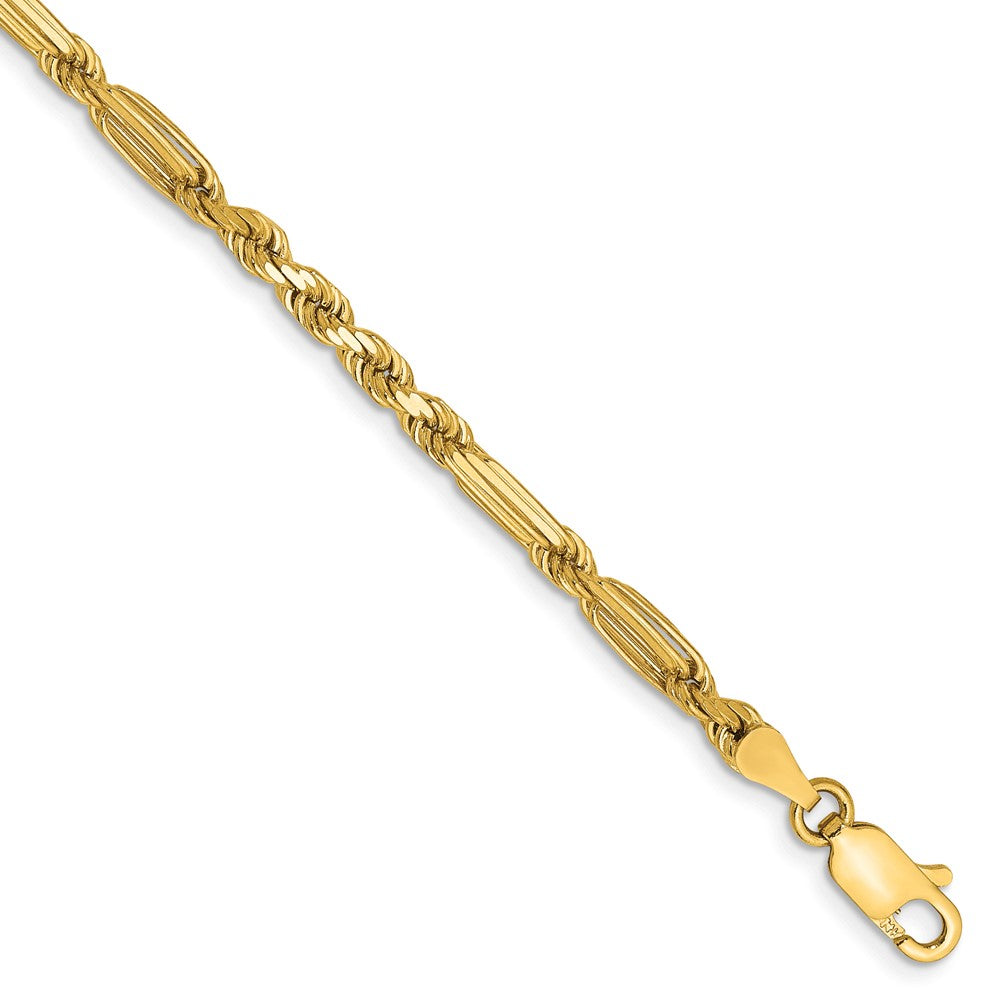 14K 8 inch 3mm Diamond-cut Milano Rope with Lobster Clasp Chain 8 inches