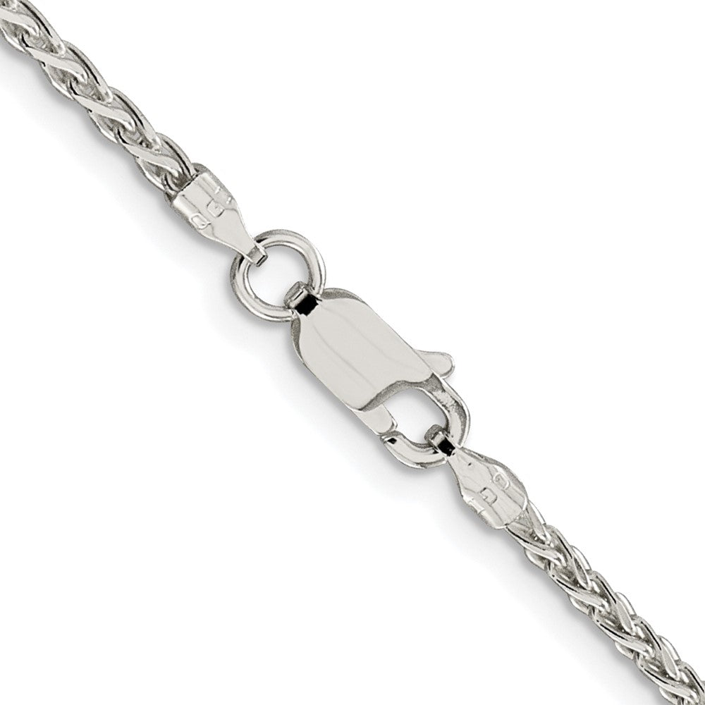 Sterling Silver Rhodium-plated 2mm Diamond-cut Spiga Chain w/2in ext.