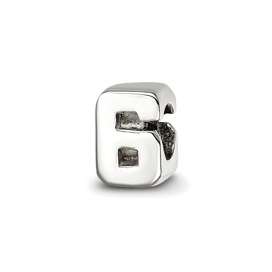 925 Sterling Silver Polished Reflections Sport game Number 6 Bead Charm 6.36x5.45mm Wide Pendant Necklace for Women