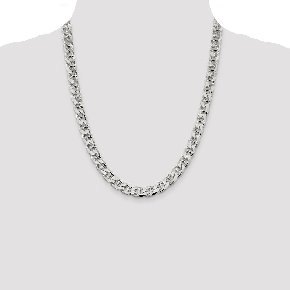 Sterling Silver 9mm D/C Flat Anchor Curb Chain 22 Inches
