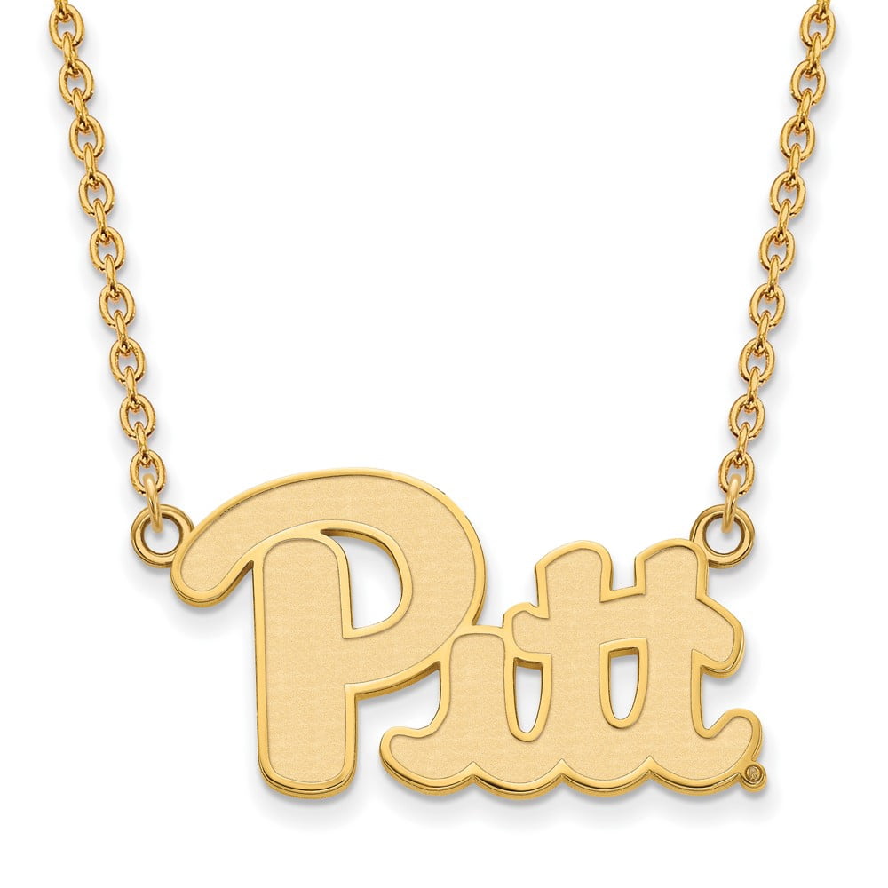 925 Sterling Silver Cable Necklace Chain Gold-plated LogoArt University of Pittsburgh Large Pendant 18 inch 29 mm