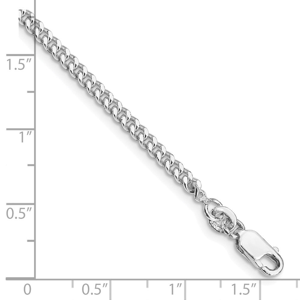 Sterling Silver Rhodium-plated 3mm Curb Chain 7 inches
