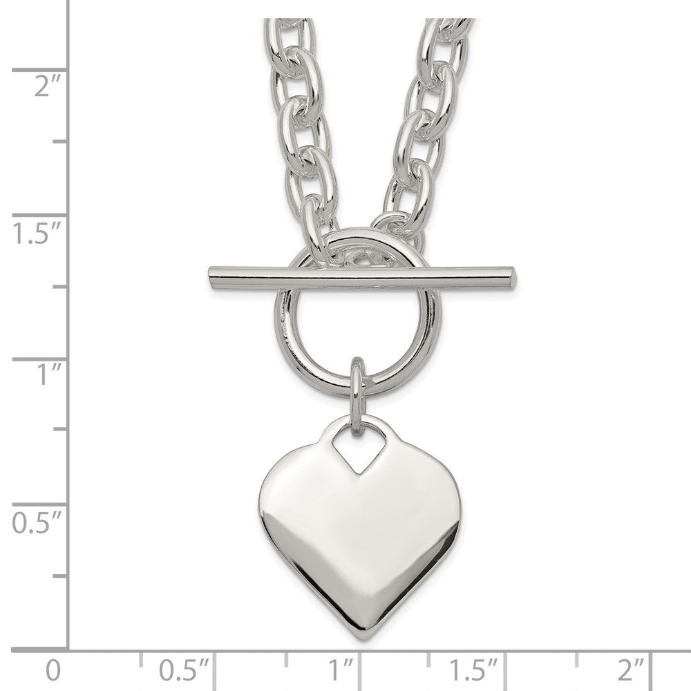 Sterling Silver Engraveable Heart Toggle Necklace 18 Inches