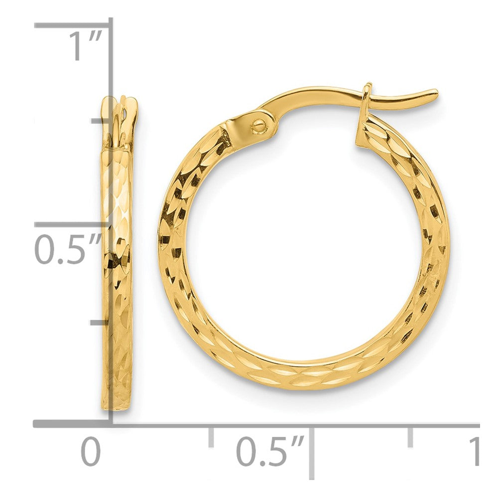 14K Diamond-cut Hoop Earrings