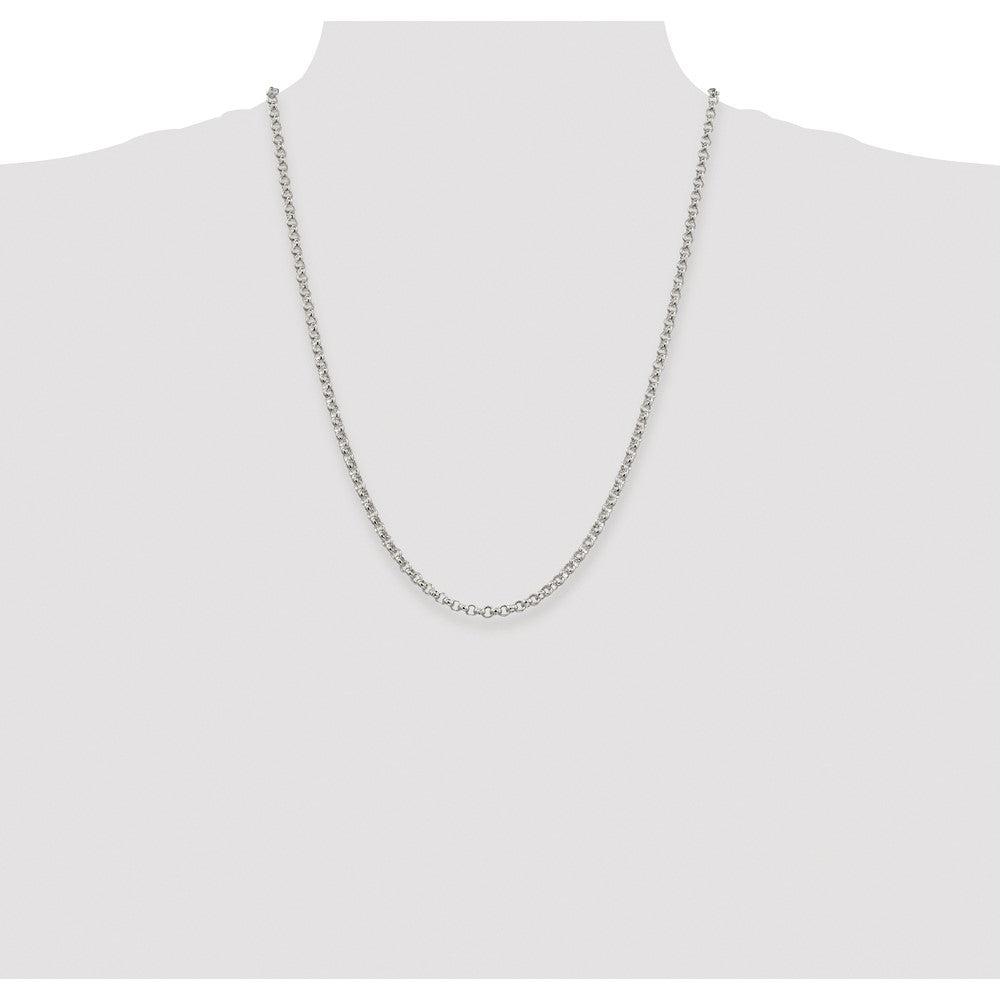 Sterling Silver Rhodium-plated 4mm Rolo Chain