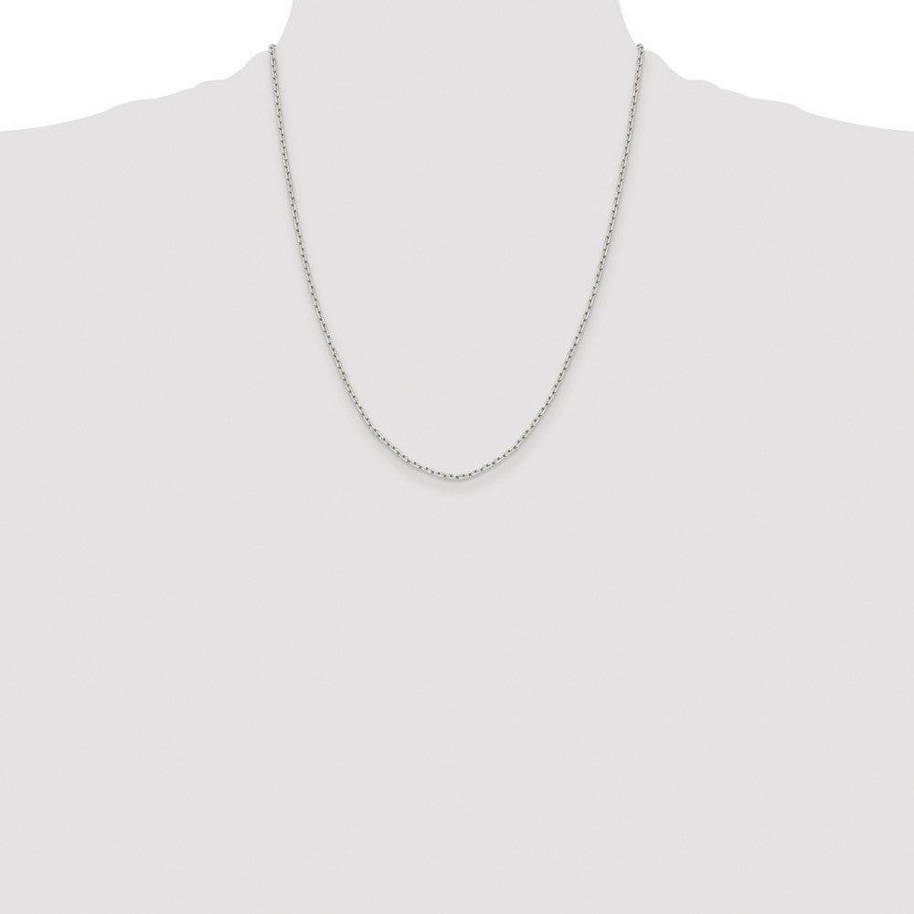 Sterling Silver Rhodium-plated 1.65mm Diamond-cut Long Link Cable Chain