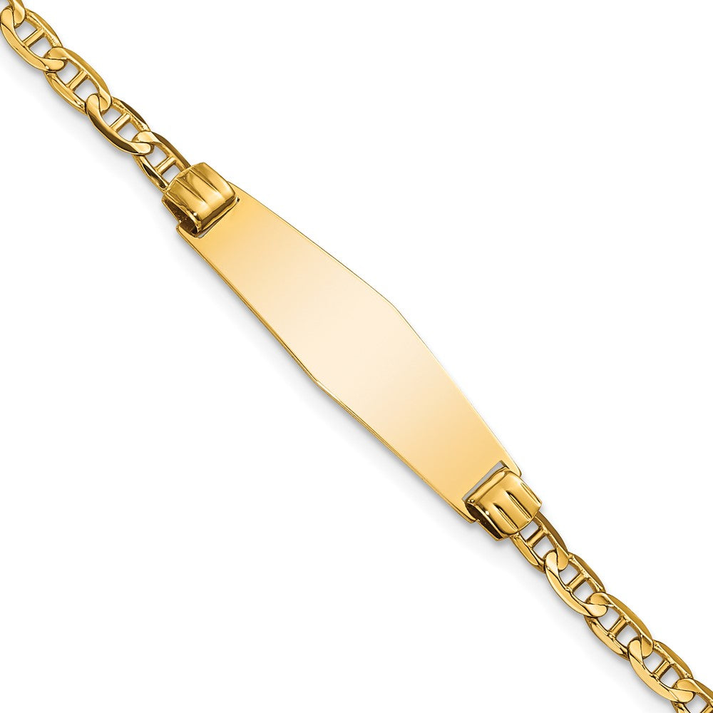 14k Soft Diamond Shape Anchor Link ID Bracelet 7 inches