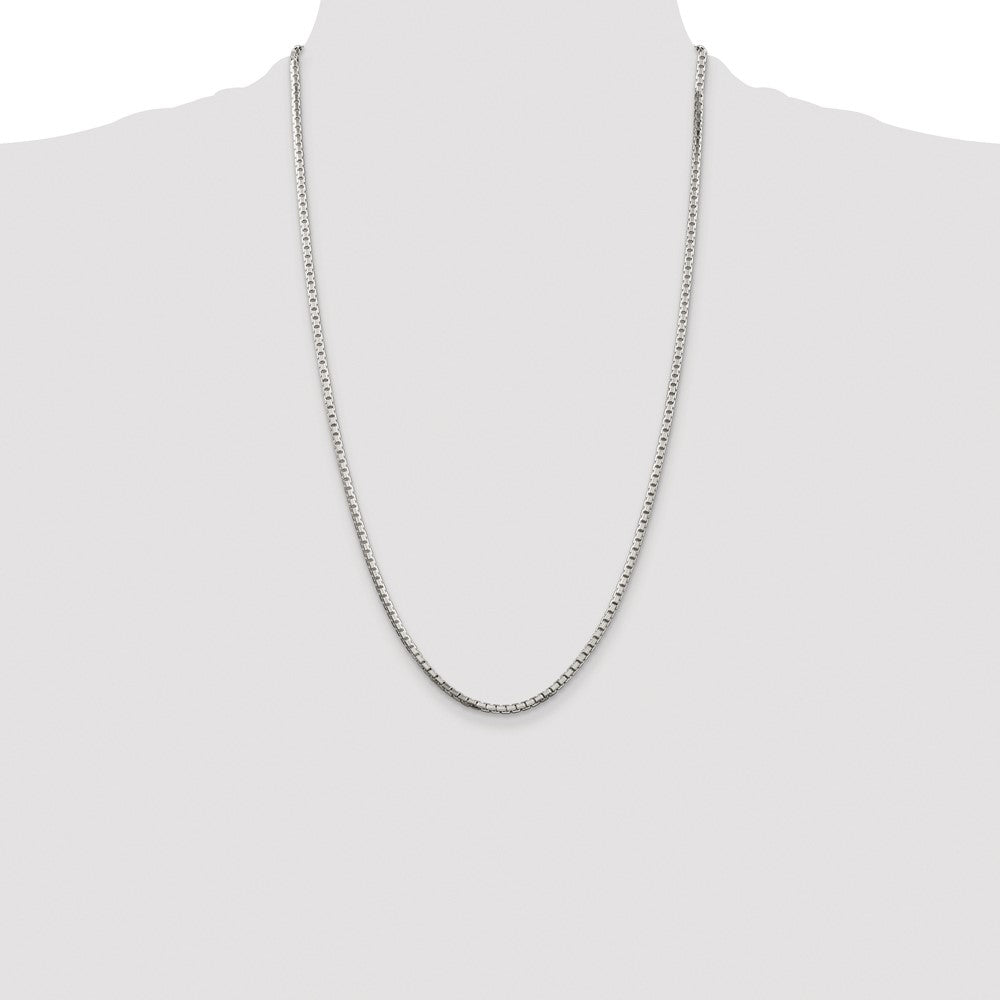 Sterling Silver Rhodium-plated 2.5mm 8 Sided Diamond-cut Box Chain