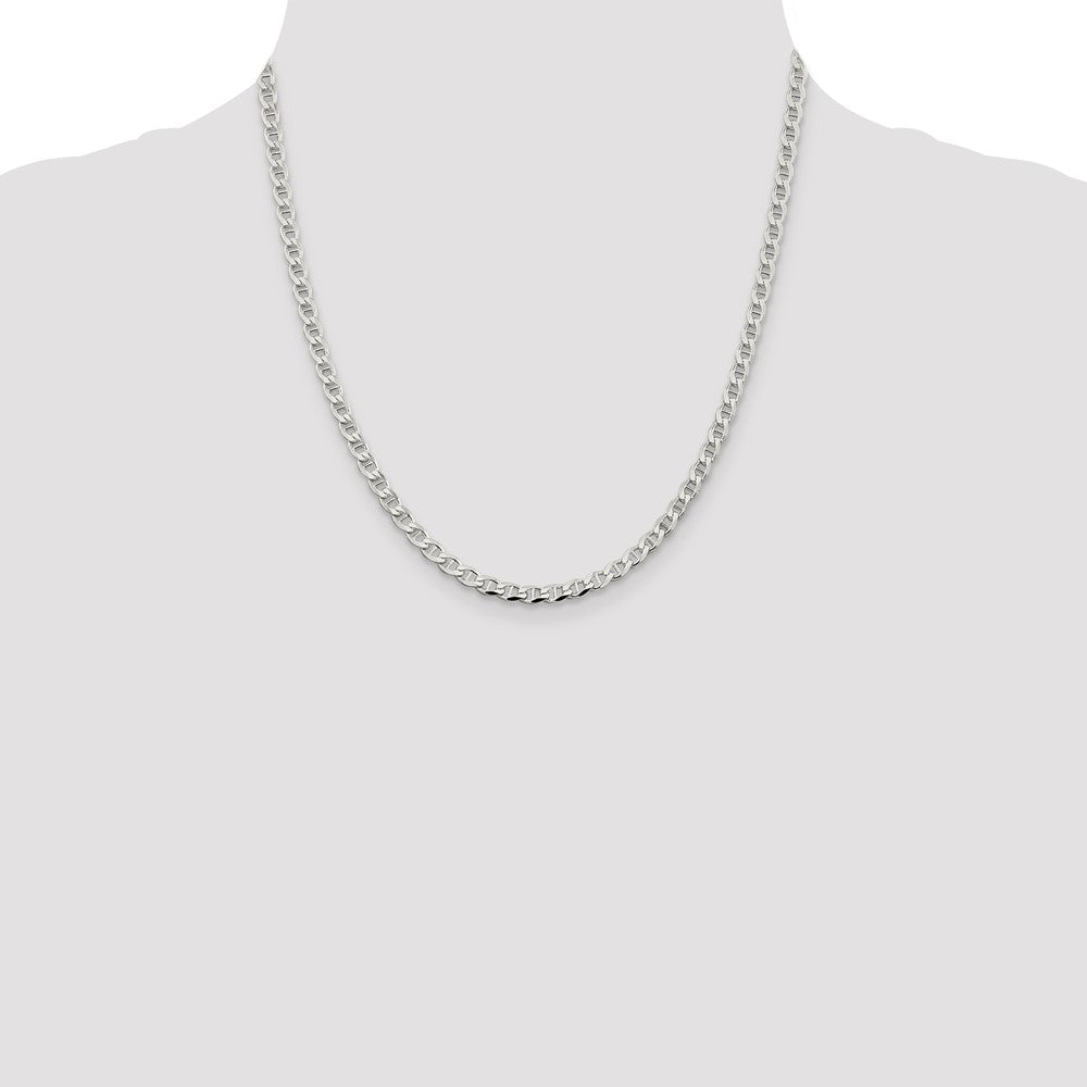 Sterling Silver 4.0mm D/C Flat Anchor Curb Chain 20 Inches