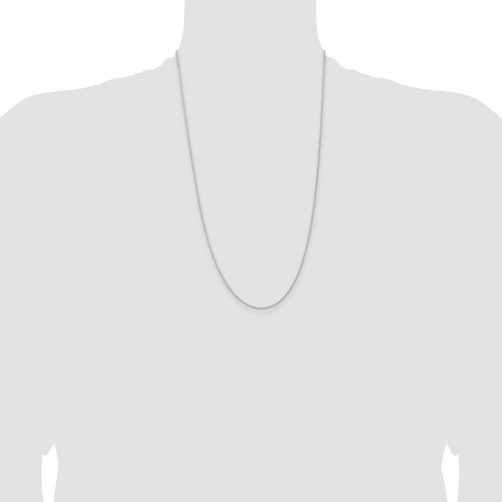 Sterling Silver Rhodium-plated 1.3mm Solid Rope Chain