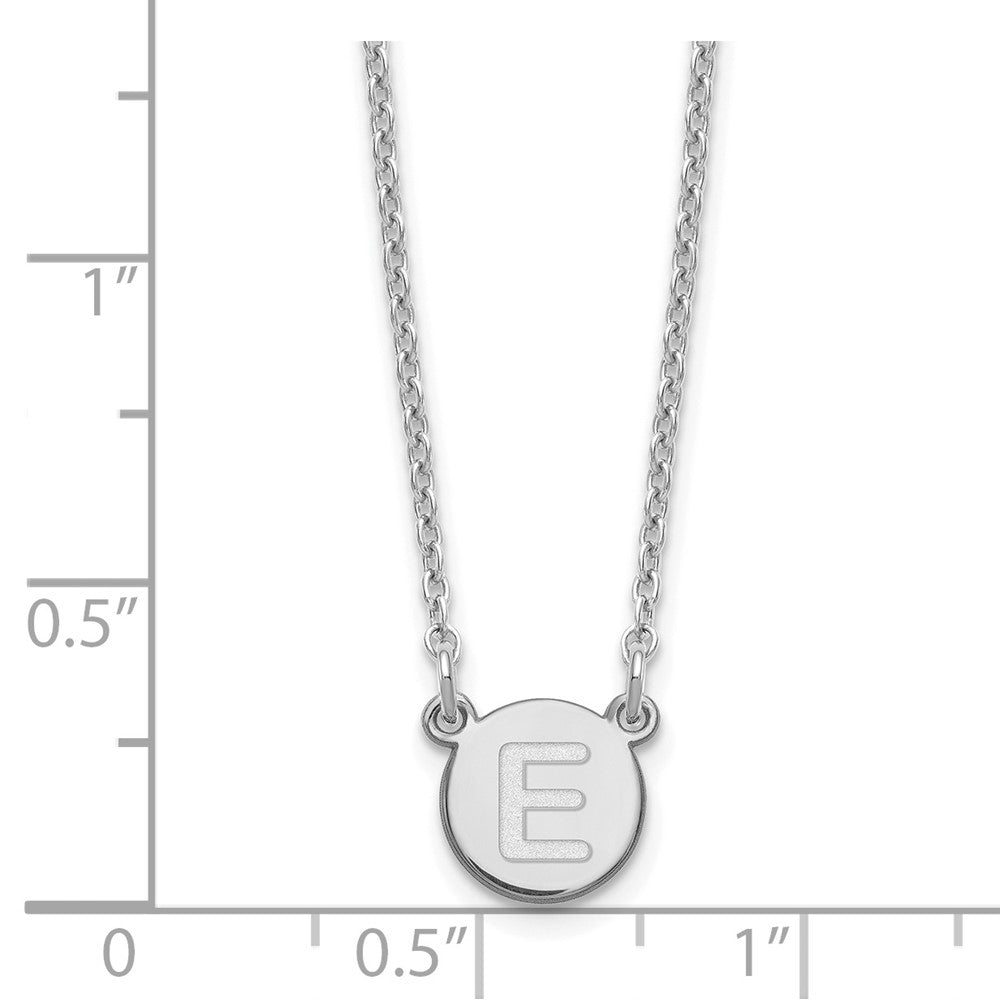 Sterling Silver Rhodium-plated Tiny Circle Block Letter E Initial Necklace