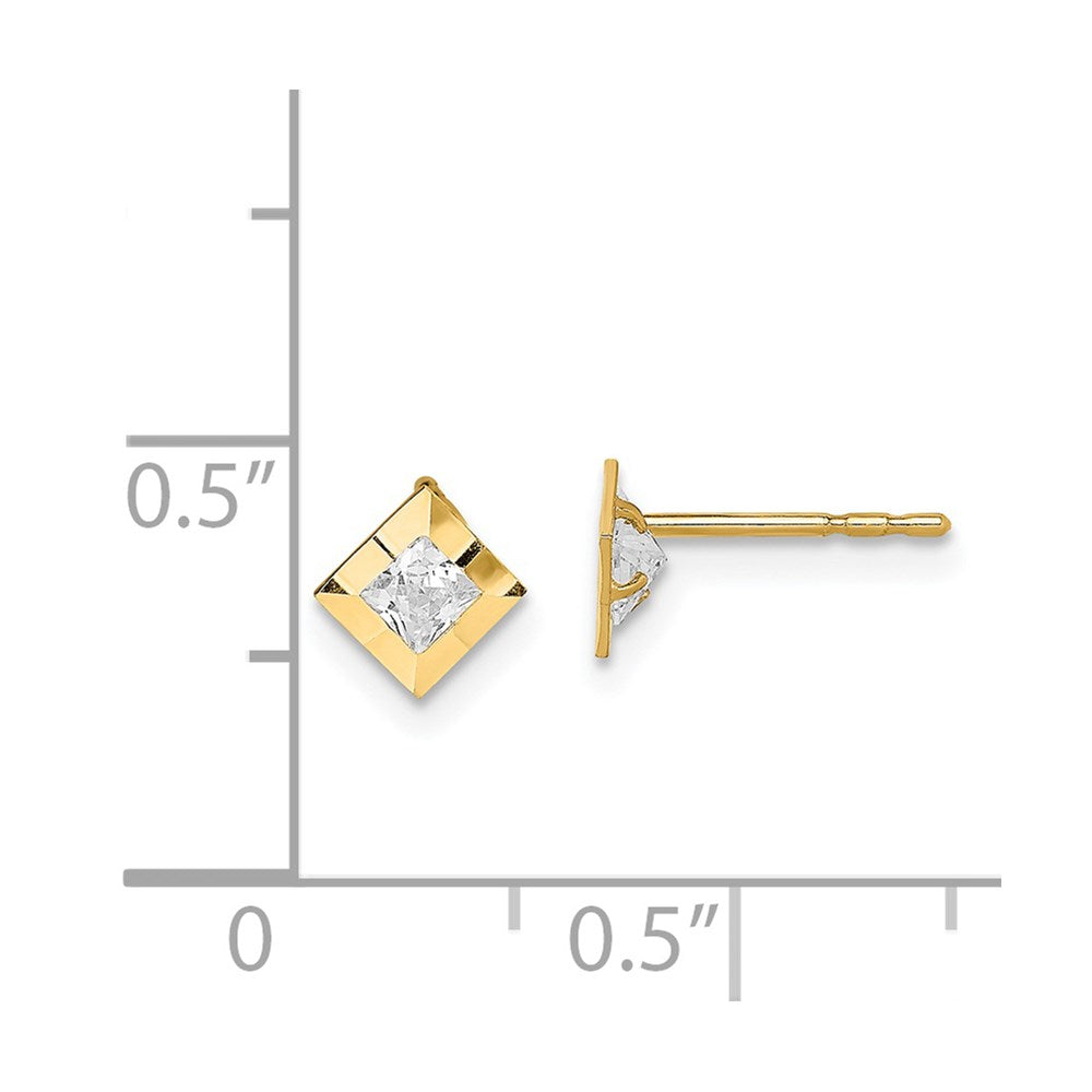 14k Madi K CZ Square Post Earrings
